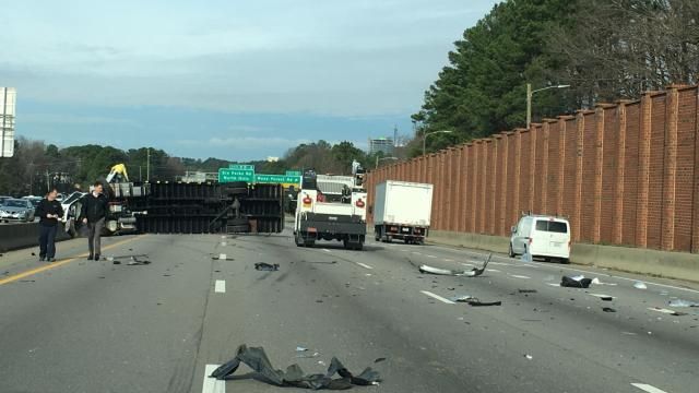 One injured when truck flips after collision on I-440 in Raleigh ...