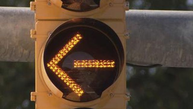 Left-turn traffic signals changing