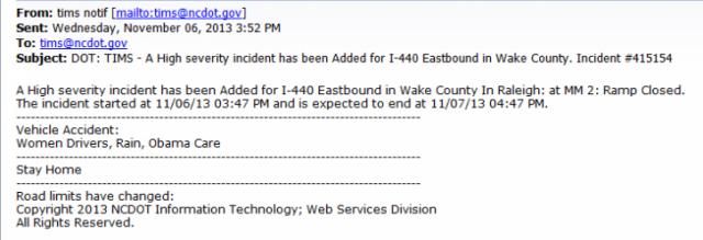 DOT traffic alert