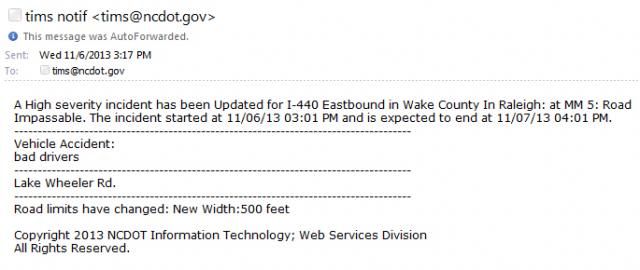 DOT traffic alert