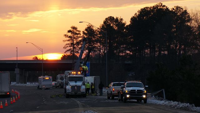 Truck accident attributed to icy I-85
