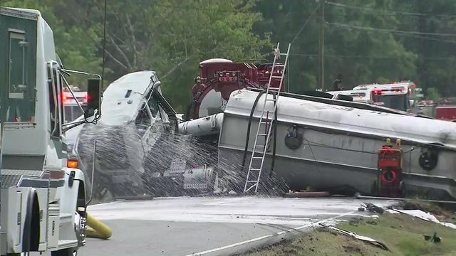 Gas tanker spills on NC 96, driver charged
