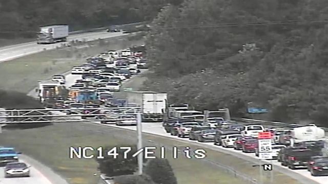 Traffic cam: Crash closes Durham Freeway