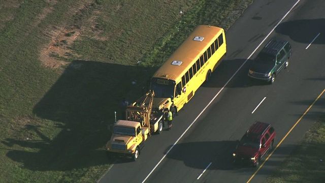 Sky 5 flies over crash involving 2 school buses