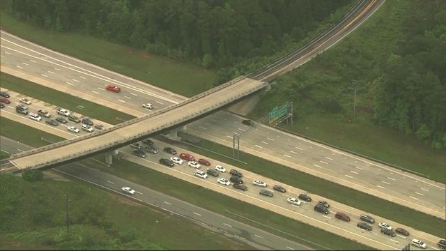 Sky 5 shows delays on I-540 in Morrisville