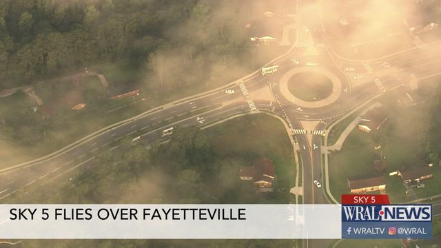 Sky 5 flies over Fayetteville road closure