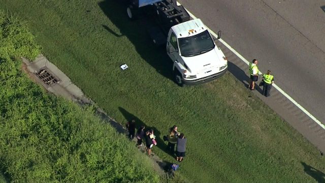 Sky 5 flies over crash on US-64 near Zebulon