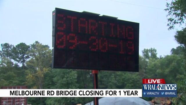 Melbourne Road bridge in west Raleigh closing for one year