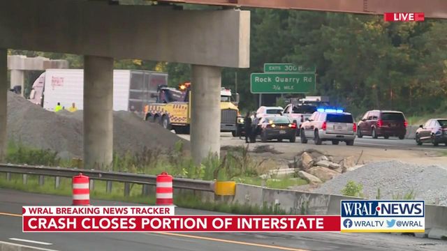 Tractor-trailer crash closes part of I-40 in Raleigh