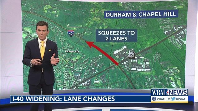 Right lane becomes exit-only from I-40 at 15-501