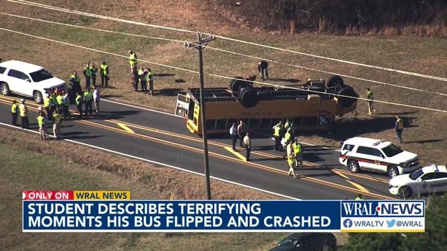 Students describe terrifying moment a Johnston County bus flipped over 