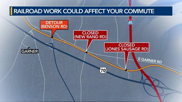 Railroad crossing work impacts Garner traffic