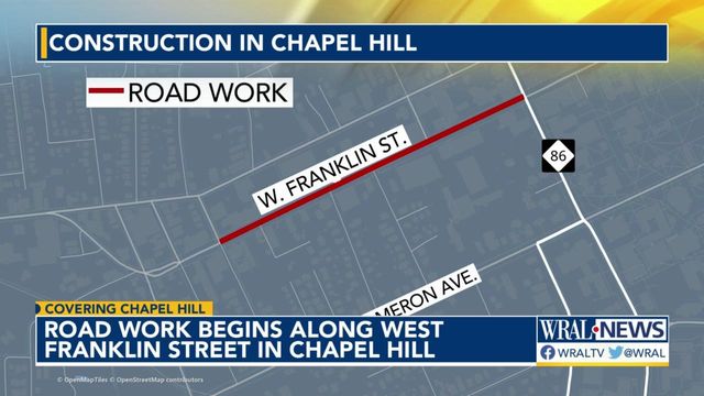 Road work begins along West Franklin Street in Chapel Hill