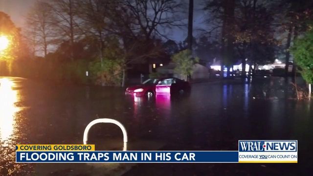 Flooding traps man in his car in Goldsboro