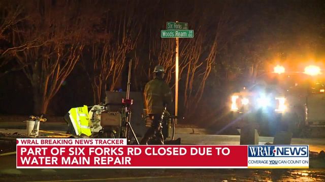 Part of Six Forks Road closed due to water main repair