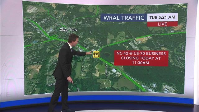 Railroad tracks to close at NC 42 intersection in Clayton Tuesday morning