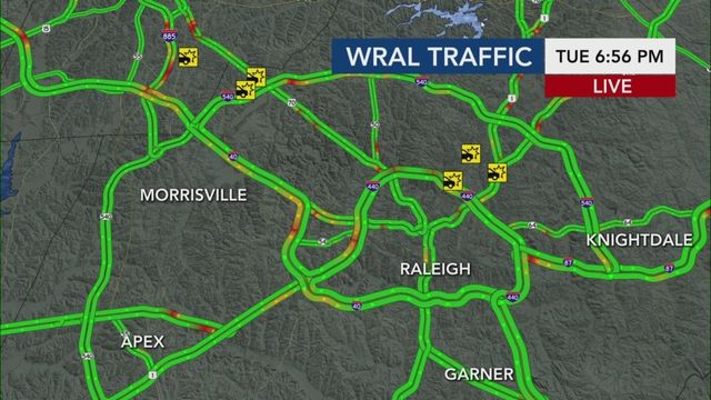 Live traffic map: Red indicates heavy traffic as Biden, Harris travel in Raleigh