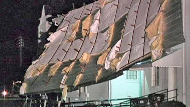 Winds rip off church's roof