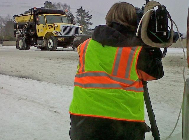 WRAL photojournalist Richard Adkins working hard