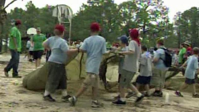 Boy Scouts clean up storm damage
