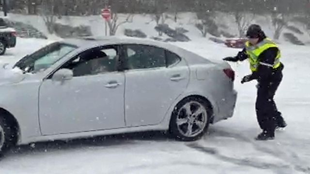 RAW VIDEO: Stuck in snow in Raleigh