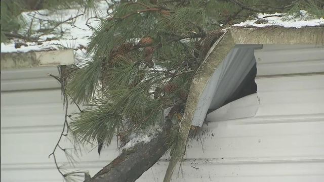 Snow causes property damage down east