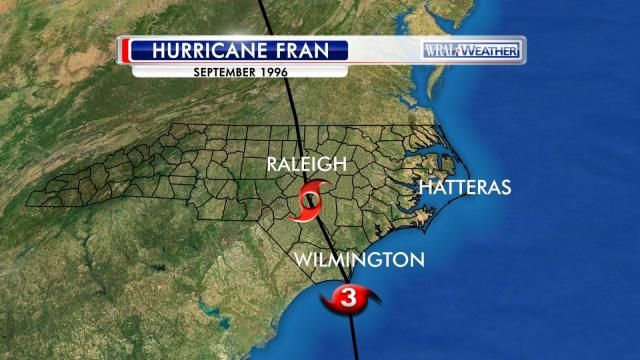 Path of Hurricane Fran, Sept. 1996