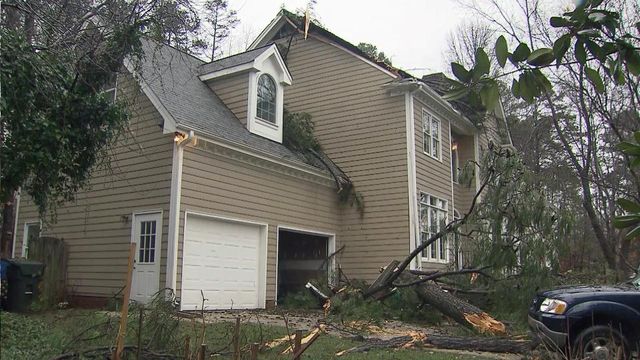 Morning storms damage Raleigh homes