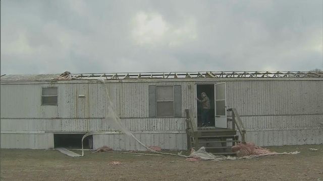 Strong winds destroy mobile home in Wayne County