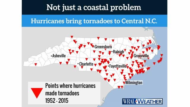 Hurricanes spawn tornadoes all across the Tar Heel State
