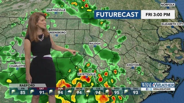 Rain moves into Triangle around lunchtime Friday