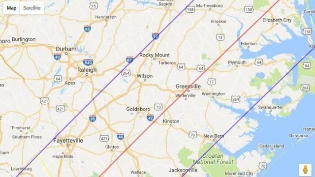 March 1970 eclipse path close