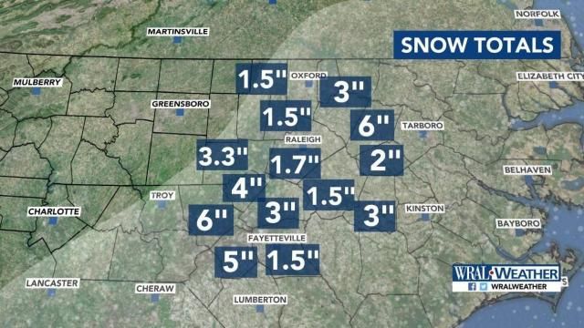 Snowfall Totals for Jan. 3 