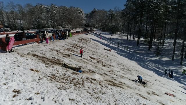 Drone: Sledders make the most of snow day