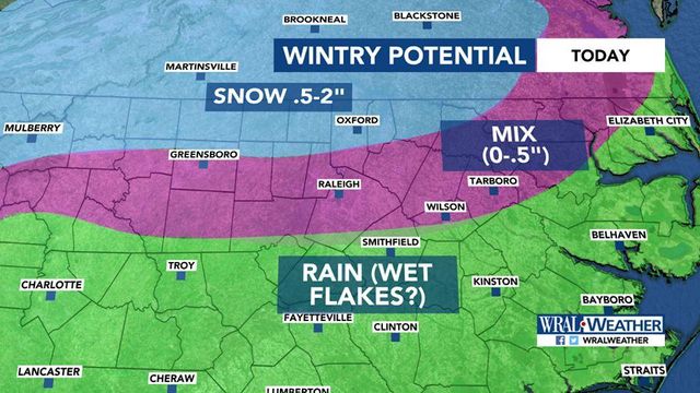 Moss: Snow could bring .5 to 2 inches northwest of Triangle