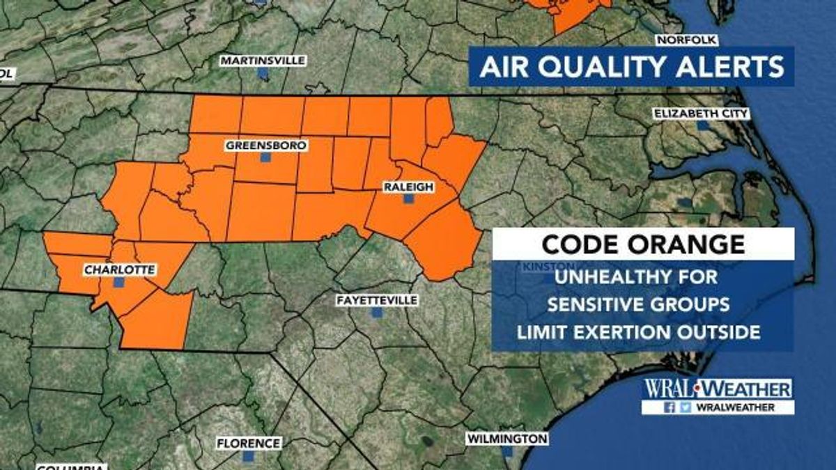 Increasing heat, significant periods of sunshine, and sparse rainfall coverage have prompted the Division of Air Quality to extend a Code Orange advisory for ozone into the Triangle region today, and it wouldn't be surprising to see this repeated into at least Wednesday. The last time we had ozone levels reach Code Orange criteria was on July 20, 2017, which was the only time that occurred last year. @WRALweather
