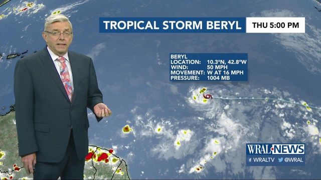 Tropical Storm Beryl forms in Atlantic, not expected to impact US