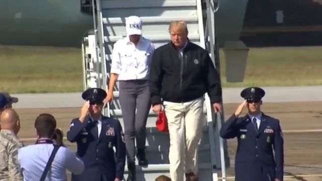Trump arrives to tour storm damage