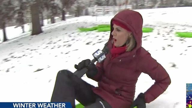 Amanda Lamb joins snow lovers for some sledding in Dix Park