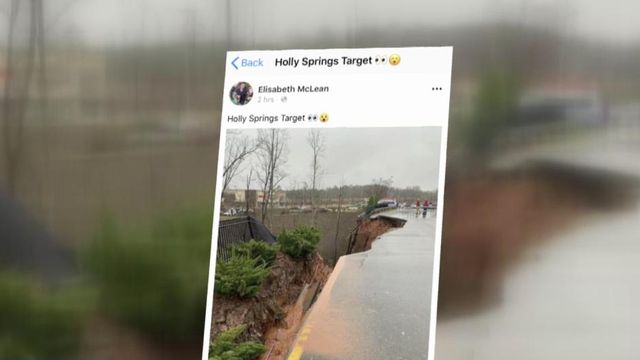 Retaining wall collapses outside Target in Holly Springs
