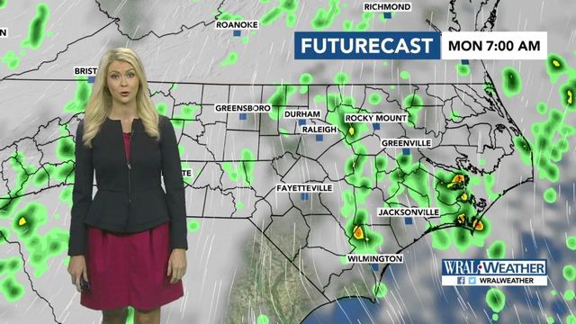 Chance of scattered shower, thunderstorm hangs around Monday
