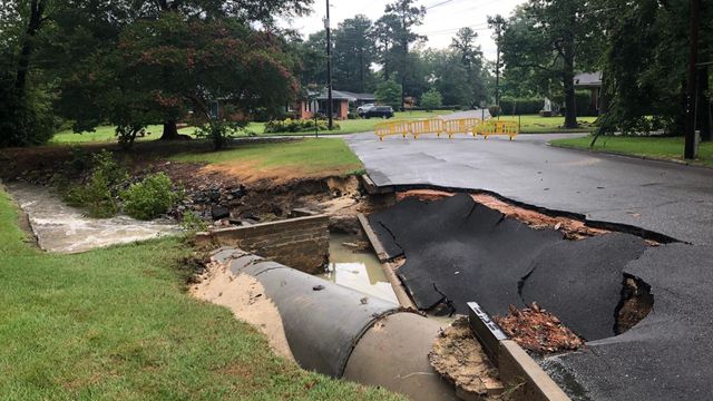 Road collapses in Smithfield