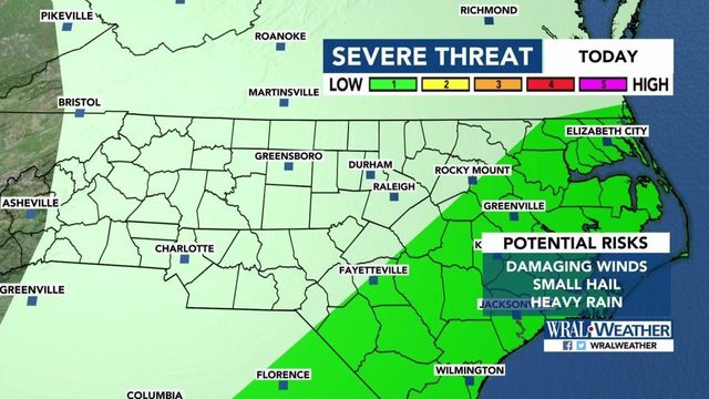 Parts of central NC under level 1 threat for severe weather