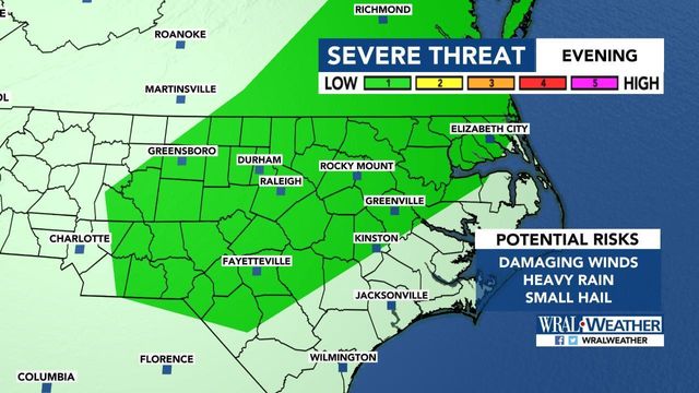 Triangle under level 1 risk of severe weather Thursday