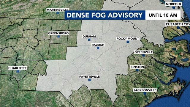 Patchy dense fog settles in parts of Triangle