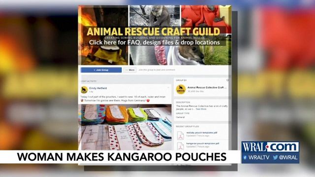 Woman makes kangaroo pouches
