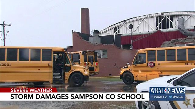 Microburst damages roof at Sampson County school