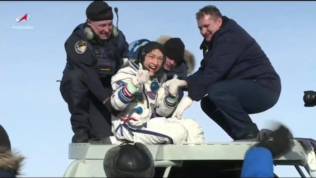 Watch the moment Christina Koch returns to Earth
