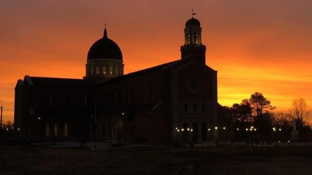 Sunrise at the Holy Name of Jesus Cathedral in Raleigh