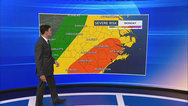 Rainy Easter Sunday ends with level 2 threat for severe storms